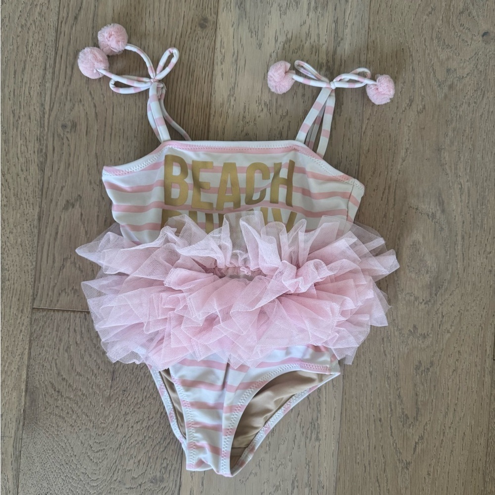 Shade Critters BEACH BUNNY tutu one piece swimsuit pink white 2T